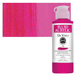 Da Vinci Fluid Acrylic Paint - Quinacridone Magenta, 4 oz bottle and swatch