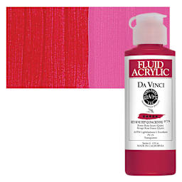 Da Vinci Fluid Acrylic Paint - Red Rose Deep, 4 oz bottle and swatch