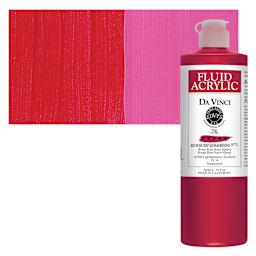 Da Vinci Fluid Acrylic Paint - Red Rose Deep, 16 oz bottle and swatch
