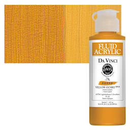 Da Vinci Fluid Acrylic Paint - Yellow Ochre, 4 oz bottle and swatch