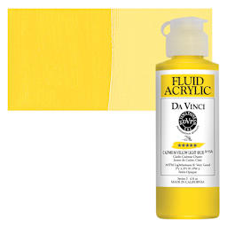 Da Vinci Fluid Acrylic Paint - Cadmium Yellow Light Hue, 4 oz bottle and swatch