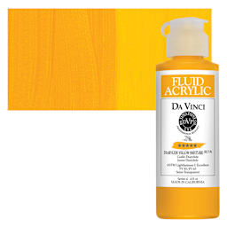 Da Vinci Fluid Acrylic Paint - Diarylide Yellow (Mixture), 4 oz bottle and swatch