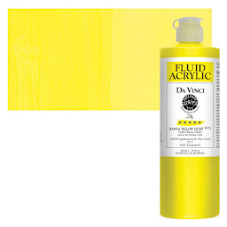 Da Vinci Fluid Acrylic Paint - Hansa Yellow Light, 16 oz bottle and swatch