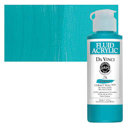 Da Vinci Fluid Acrylic Paint - Cobalt Teal, 4 oz bottle and swatch