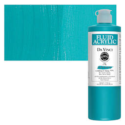 Da Vinci Fluid Acrylic Paint - Cobalt Teal, 16 oz bottle and swatch