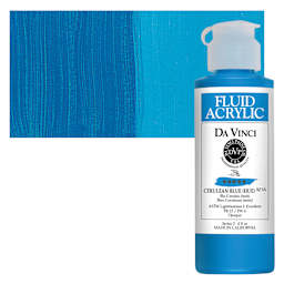 Da Vinci Fluid Acrylic Paint - Cerulean Blue Hue, 4 oz bottle and swatch