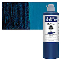 Da Vinci Fluid Acrylic Paint - Prussian Blue Hue, 16 oz bottle and swatch