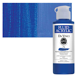 Da Vinci Fluid Acrylic Paint - French Ultramarine Blue, 4 oz bottle and swatch