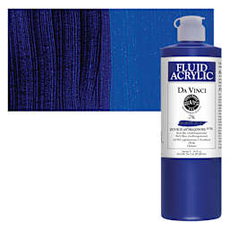 Da Vinci Fluid Acrylic Paint - Rich Blue, 16 oz bottle and swatch