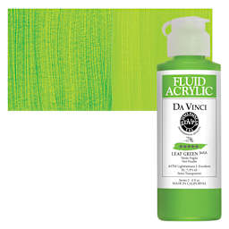 Da Vinci Fluid Acrylic Paint - Leaf Green, 4 oz bottle and swatch