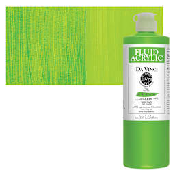 Da Vinci Fluid Acrylic Paint - Leaf Green, 16 oz bottle and swatch