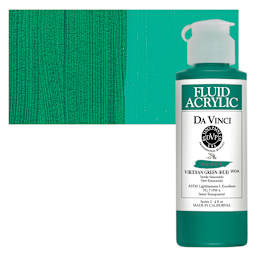 Da Vinci Fluid Acrylic Paint - Viridian Green Hue, 4 oz bottle and swatch