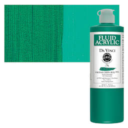 Da Vinci Fluid Acrylic Paint - Viridian Green Hue, 16 oz bottle and swatch