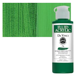 Da Vinci Fluid Acrylic Paint - Hooker's Green Dark, 4 oz bottle and swatch