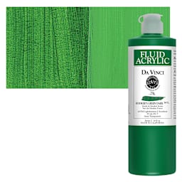 Da Vinci Fluid Acrylic Paint - Hooker's Green Dark, 16 oz bottle and swatch