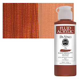 Da Vinci Fluid Acrylic Paint - Burnt Sienna, 4 oz bottle and swatch