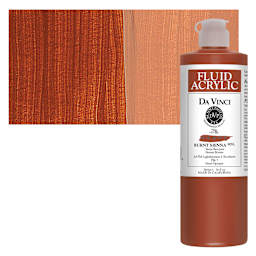 Da Vinci Fluid Acrylic Paint - Burnt Sienna, 16 oz bottle and swatch