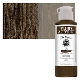 Da Vinci Fluid Acrylic Paint - Raw Umber, 4 oz bottle and swatch