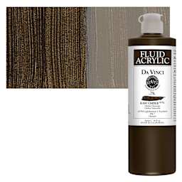 Da Vinci Fluid Acrylic Paint - Raw Umber, 16 oz bottle and swatch