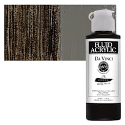Da Vinci Fluid Acrylic Paint - Sepia, 4 oz bottle and swatch