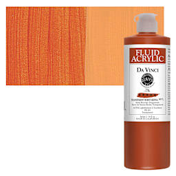 Da Vinci Fluid Acrylic Paint - Transparent Burnt Sienna, 16 oz bottle and swatch