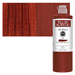 Da Vinci Fluid Acrylic Paint - Transparent Brown, 16 oz bottle and swatch