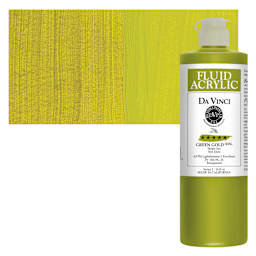 Da Vinci Fluid Acrylic Paint - Green Gold, 16 oz bottle and swatch