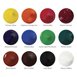 Blick Studio Acrylics - Set of 12 colors, 21 ml tubes, swatch blobs