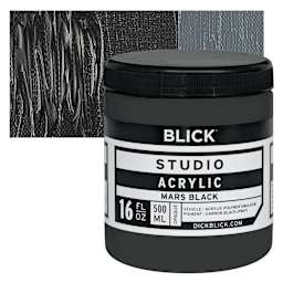 Blick Studio Acrylic Paint - Mars Black, 16 oz jar and swatch