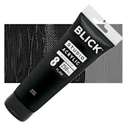 Blick Studio Acrylic Paint - Ivory Black, 4 oz tube and swatch