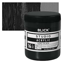 Blick Studio Acrylic Paint - Ivory Black,  16 oz jar and swatch