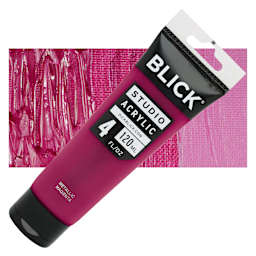 Blick Studio Acrylic Paint - Magenta (Metallic), 4 oz tube and swatch