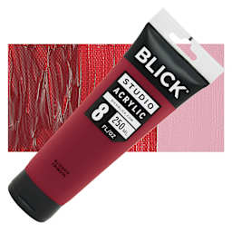 Blick Studio Acrylic Paint - Alizarin Crimson, 8 oz tube and swatch