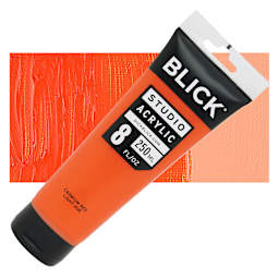 Blick Studio Acrylic Paint - Cadmium Red Light Hue, 8 oz tube and swatch