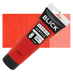 Blick Studio Acrylic Paint - Cadmium Red Medium Hue, 8 oz tube and swatch