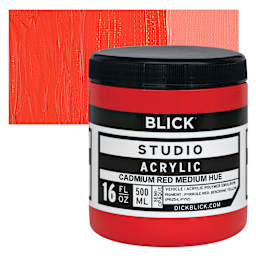Blick Studio Acrylic Paint -  Cadmium Red Medium Hue, 16 oz jar and swatch
