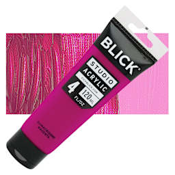 Blick Studio Acrylic Paint - Quinacridone Magenta, 4 oz tube and swatch
