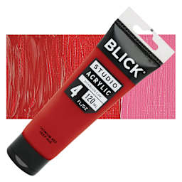 Blick Studio Acrylic Paint - Cadmium Red Deep Hue, 4 oz tube and swatch