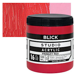 Blick Studio Acrylic Paint - Primary Red, 16 oz jar and swatch