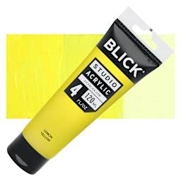Blick Studio Acrylics - Lemon Yellow, 4 oz tube and swatch