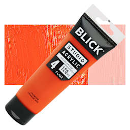 Blick Studio Acrylic Paint - Cadmium Orange Hue, 4 oz tube and swatch