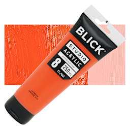 Blick Studio Acrylic Paint - Cadmium Orange Hue, 8 oz tube and swatch