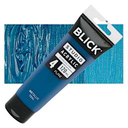 Blick Studio Acrylic Paint - Teal (Metallic), 4 oz tube and swatch