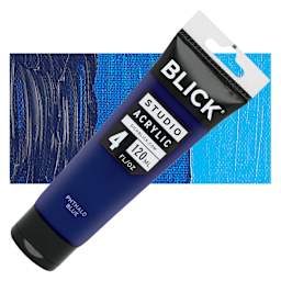Blick Studio Acrylic Paint - Phthalo Blue, 4 oz tube and swatch
