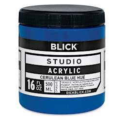 Blick Studio Acrylic Paints - Cerulean Blue Hue, 16 oz jar.