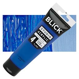 Blick Studio Acrylic Paint - Fluorescent Blue, 4 oz tube and swatch