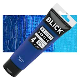Blick Studio Acrylic Paint - Primary Blue, 4 oz tube and swatch