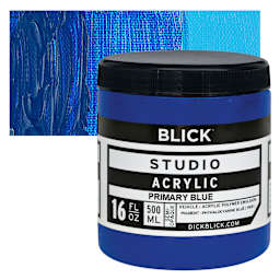 Blick Studio Acrylic Paint - Primary Blue,  16 oz jar and swatch