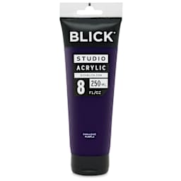 Blick Studio Acrylics - Dioxazine Purple, 8 oz tube and swatch