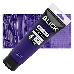 Blick Studio Acrylic Paint - Purple (Metallic), 4 oz tube and swatch